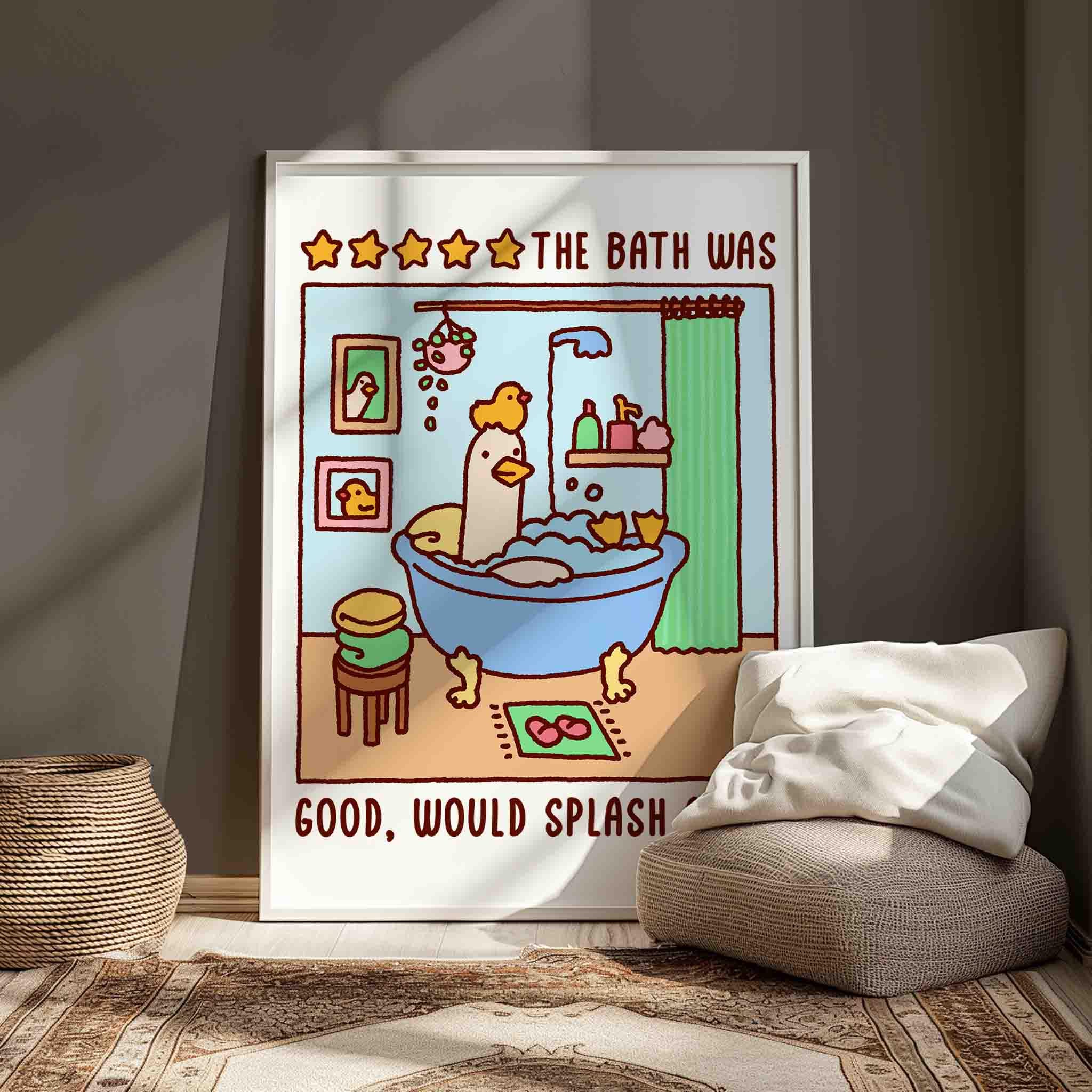 Duck in a Bath Poster, Bubble Bath Time Poster, Cute Bathroom Art Print ...
