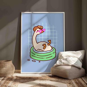 Duck in a Bath Poster, Funny Goose Poster, Cute Bathroom Art Print ...