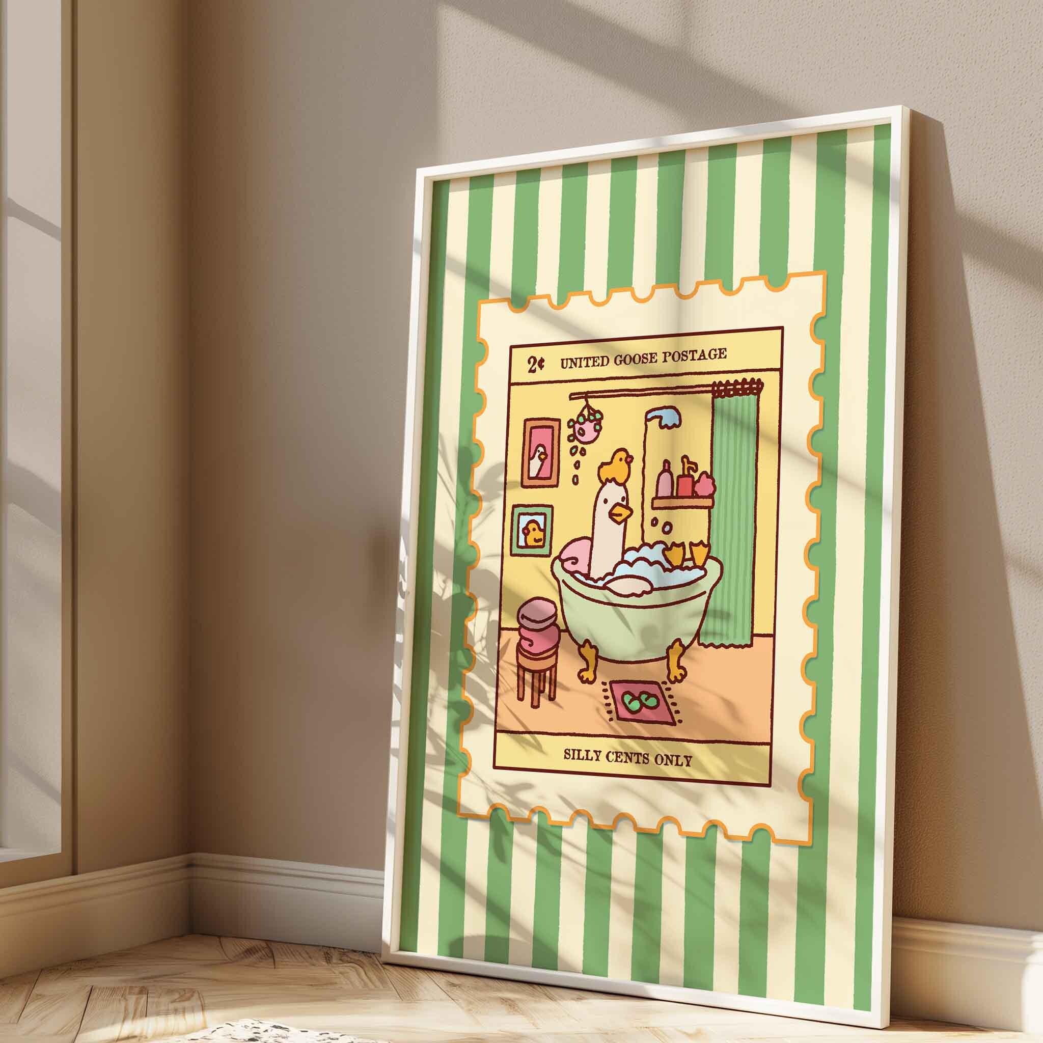 Duck in a Bath Poster, Cute Bathroom Art Print, Cute Bath Trendy Art ...