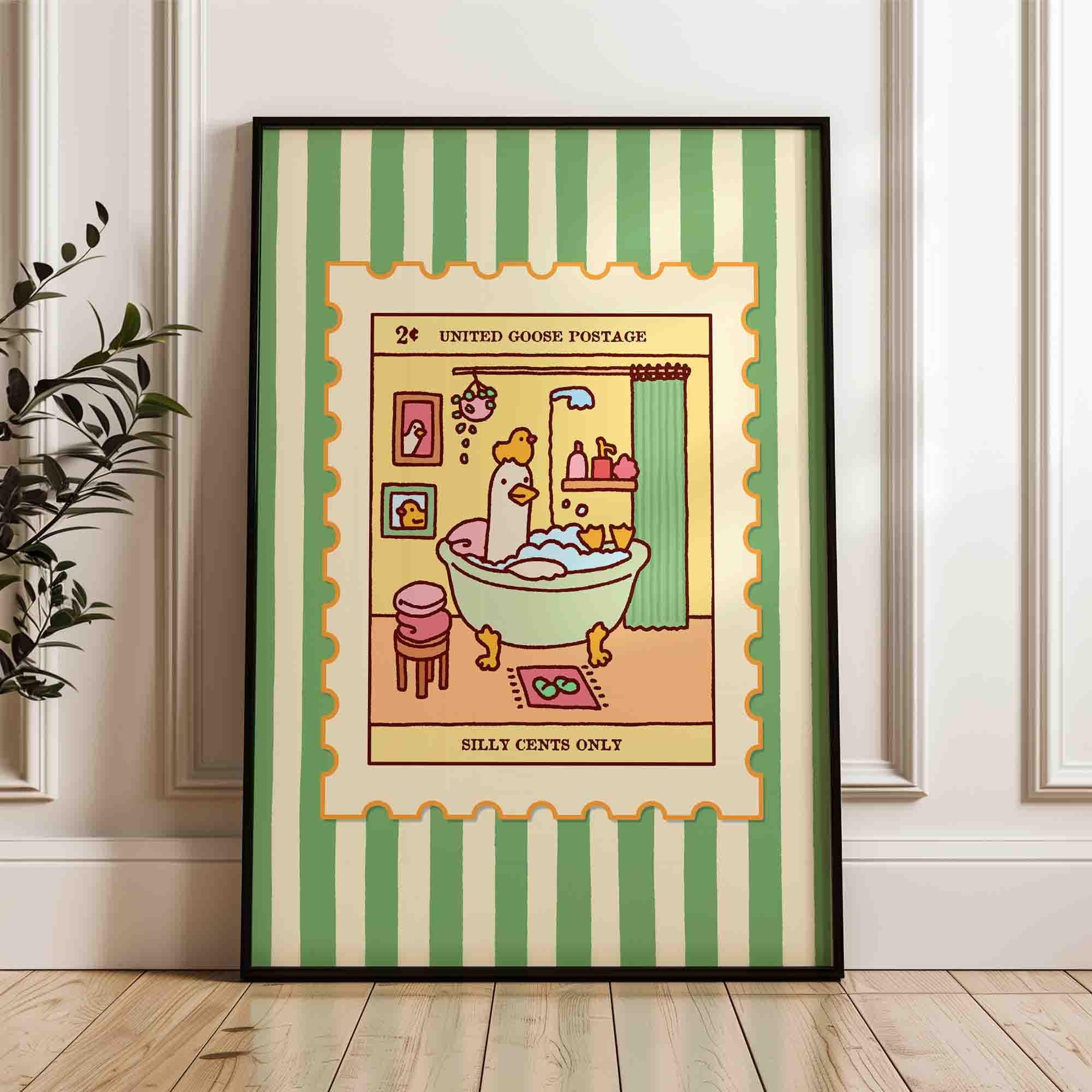 Duck in a Bath Poster, Cute Bathroom Art Print, Cute Bath Trendy Art ...