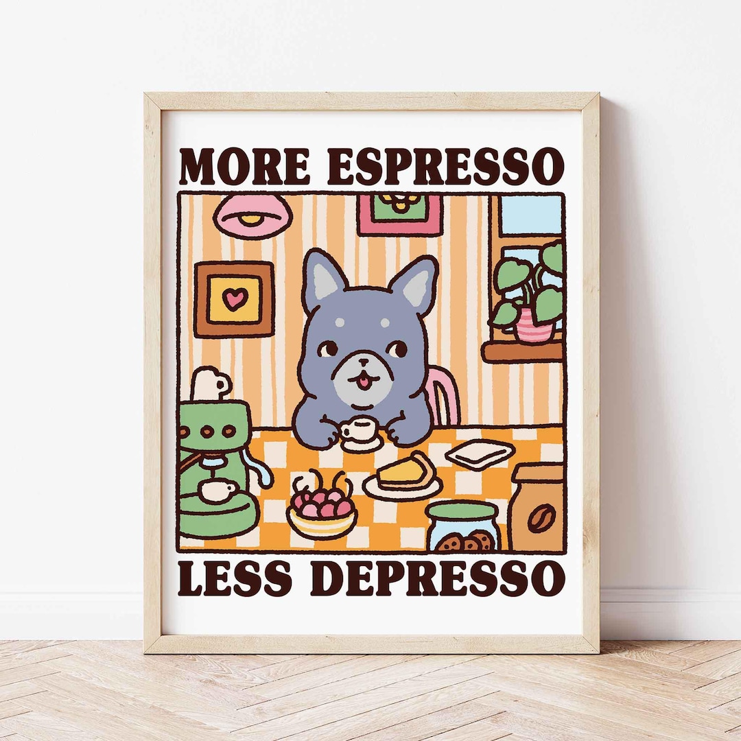 More Espresso Less Depresso Print Dog With Coffee Retro Diner Poster more-espresso-less-depresso-print-dog-with-coffee-retro-diner-poster