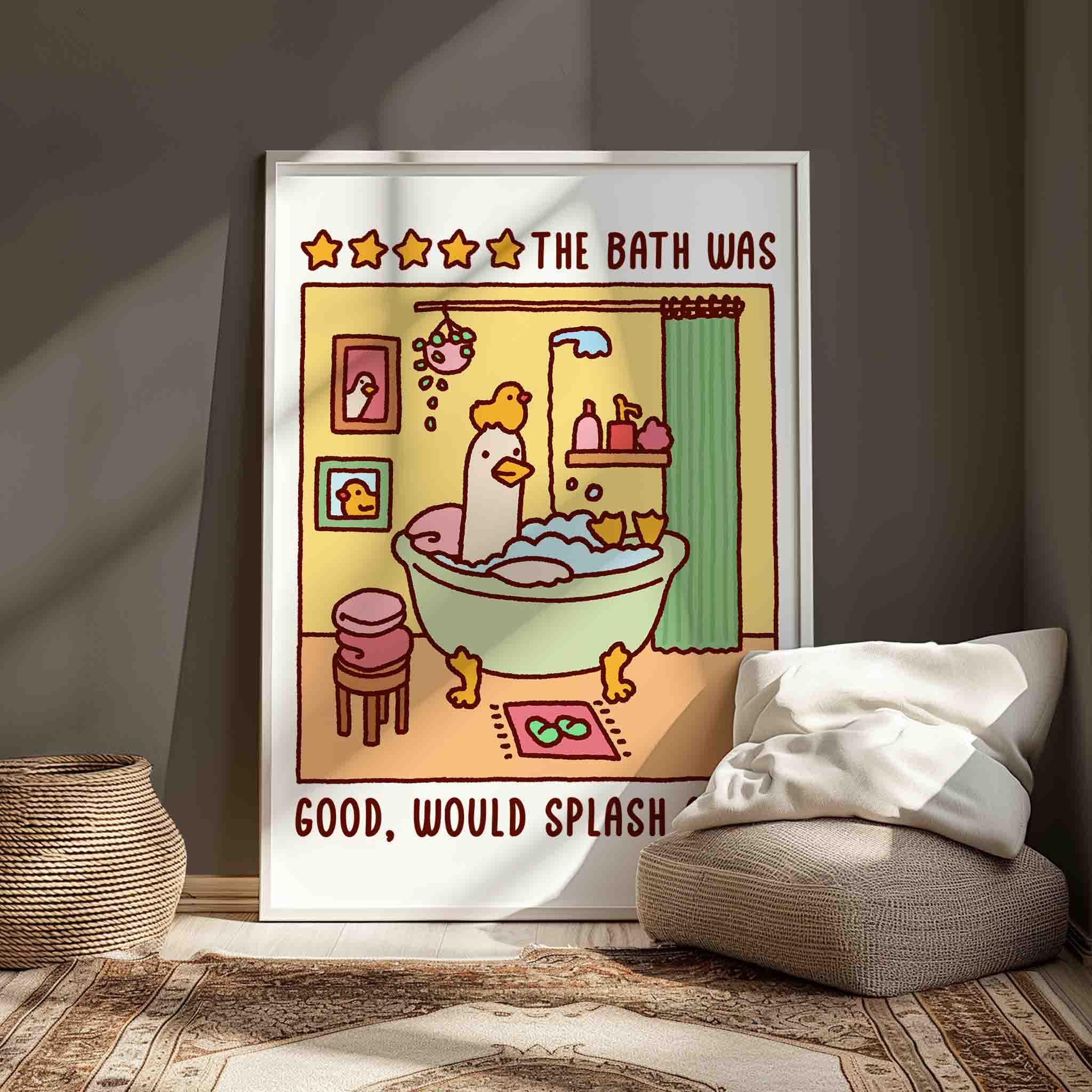 Duck in a Bath Poster, Bubble Bath Time Poster, Cute Bathroom Art Print ...