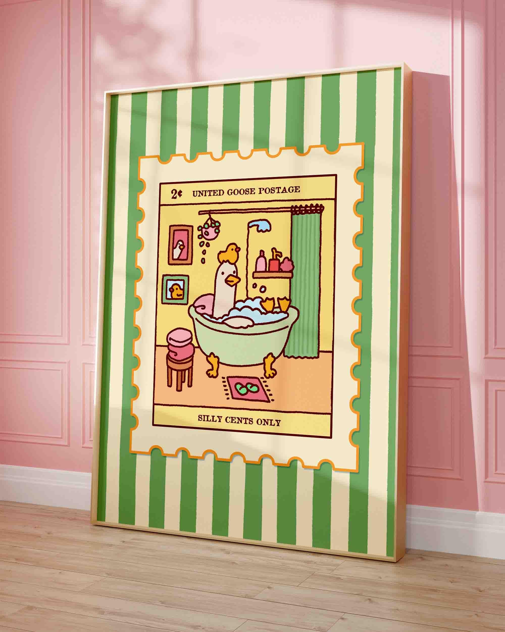 Duck in a Bath Poster, Cute Bathroom Art Print, Cute Bath Trendy Art ...