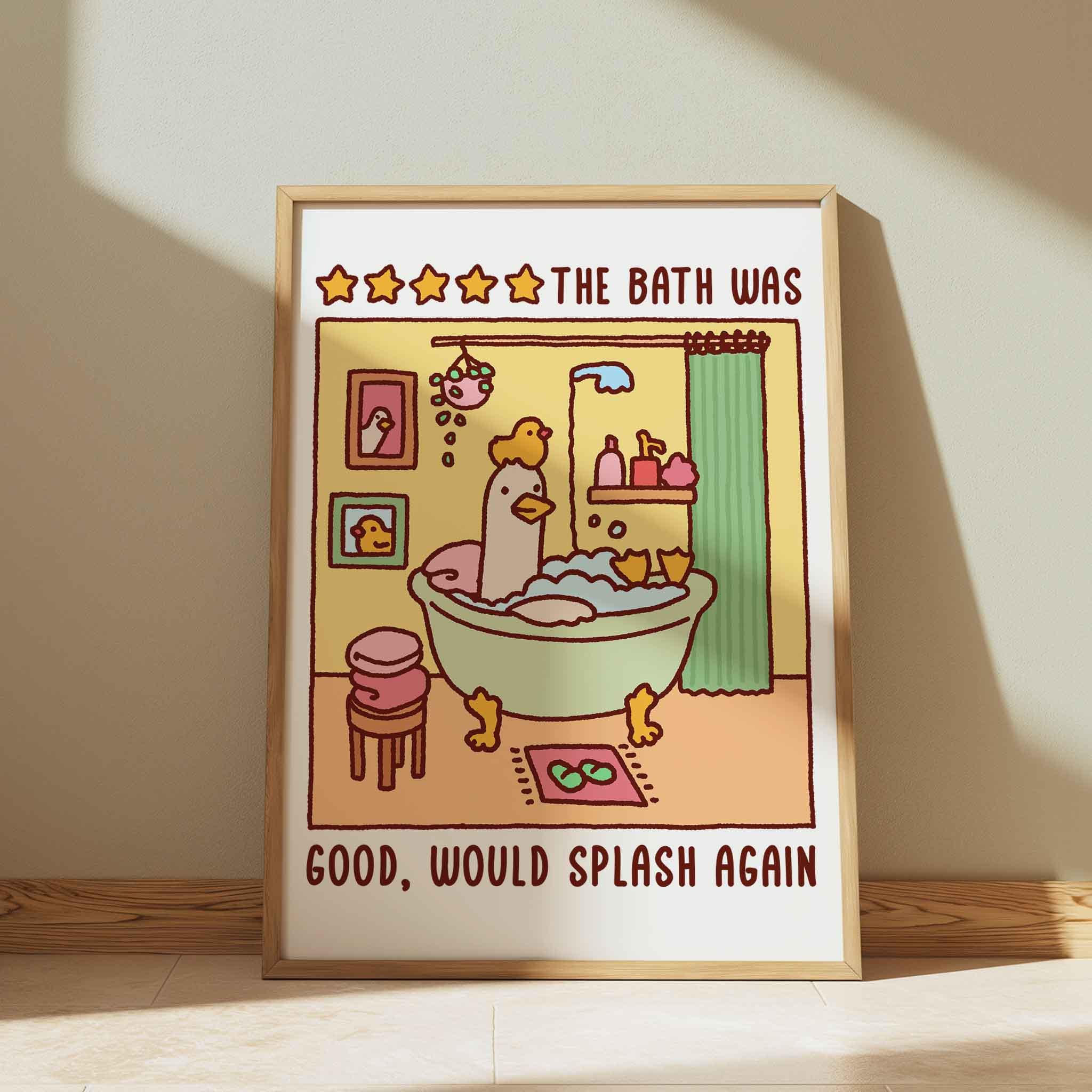 Duck in a Bath Poster, Bubble Bath Time Poster, Cute Bathroom Art Print ...