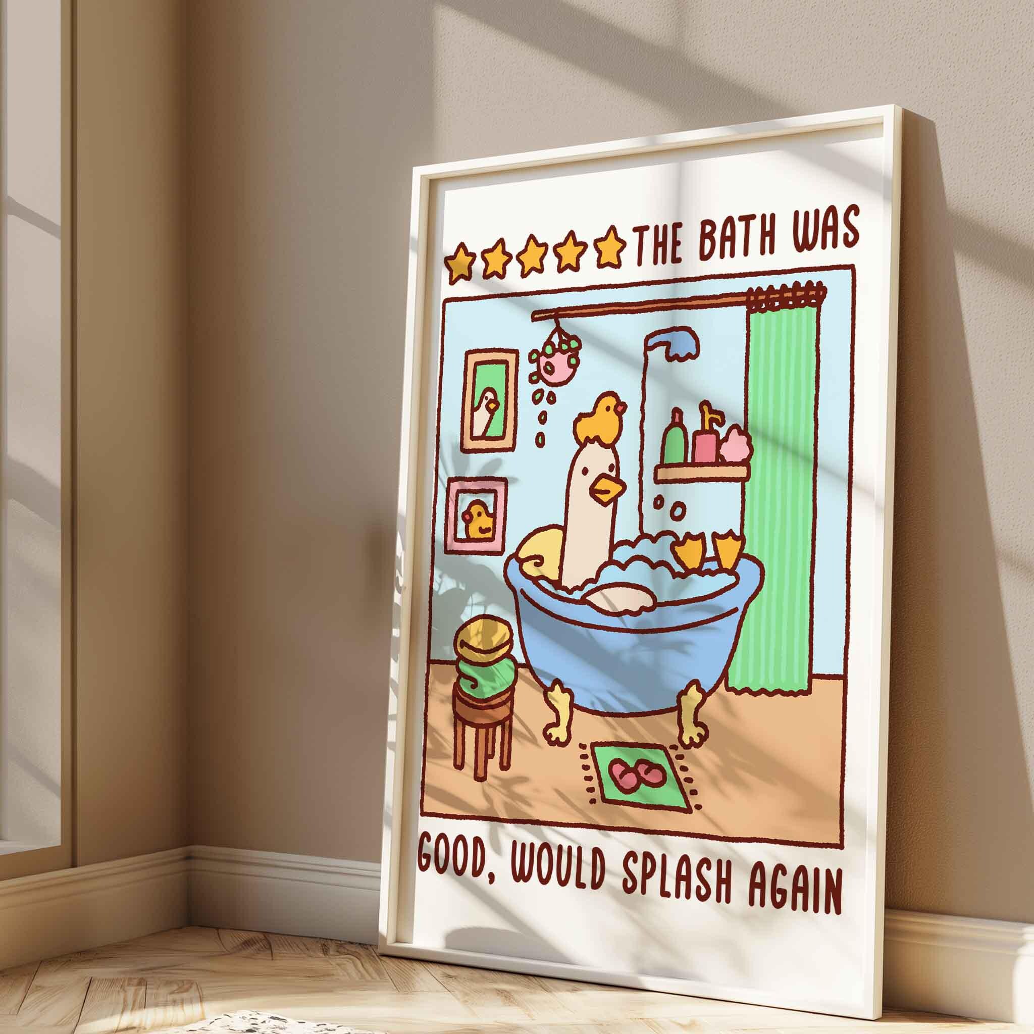 Duck in a Bath Poster, Bubble Bath Time Poster, Cute Bathroom Art Print ...