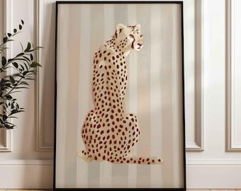 Cheetah Beige Poster, Modern Animal Print, Neutral Home Decor (Unframed)