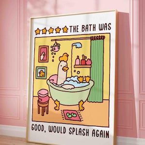 Duck in a Bath Poster, Bubble Bath Time Poster, Cute Bathroom Art Print ...