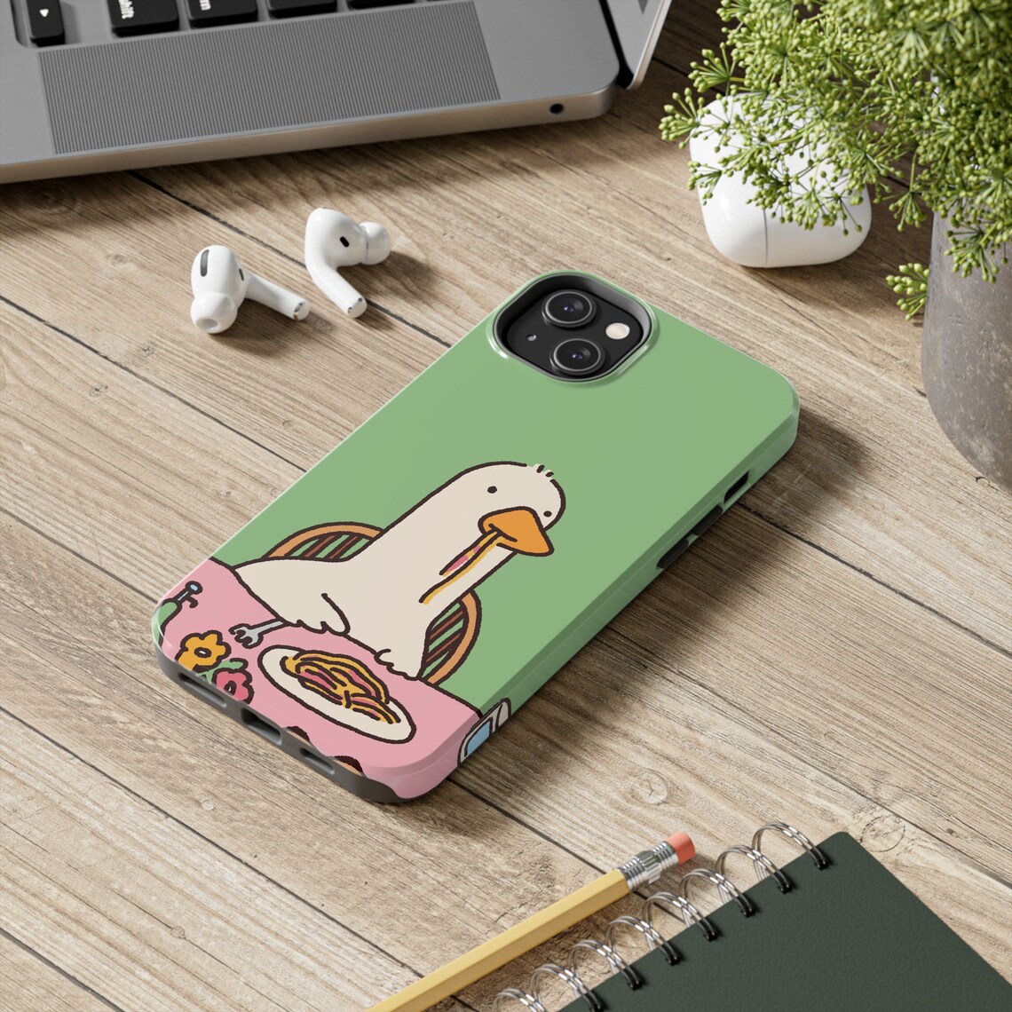 Goose Eating Spaghetti Phone Case, iPhone 15 14 Pro 13 Max 12 16 XS ...