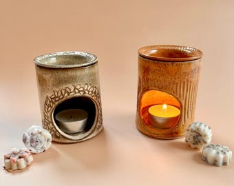 Handgemachter Kerzenwärmer aus Steinzeug - Sojawachs schmilzt, Aromatherapie