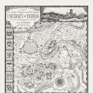Hand-drawn Durham University Map Fine Art Print by Manuscript Maps image 1