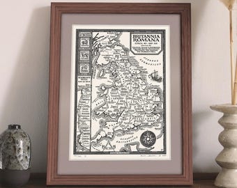 Hand-drawn Roman Britain Map • Fine Art Print by Manuscript Maps