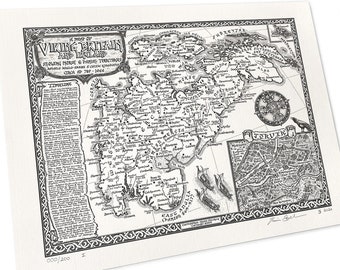 Carte dessinée à la main de la Grande-Bretagne viking • Impression d'art par Manuscript Maps