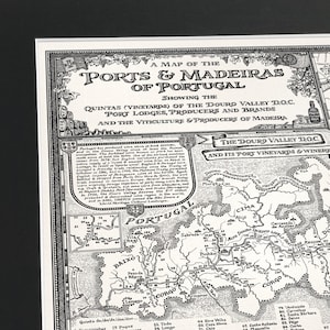 Handgezeichnete Port & Madeira Wein Landkarte • Fine Art Print von ManuScript Maps