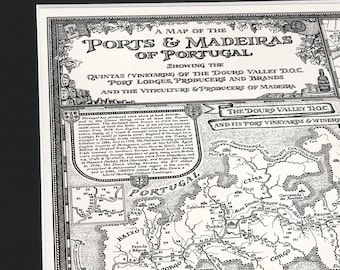 Hand-drawn Port & Madeira Wine Map • Fine Art Print by Manuscript Maps
