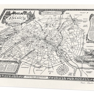 Mapa de París dibujado a mano • Impresión artística de Manuscript Maps