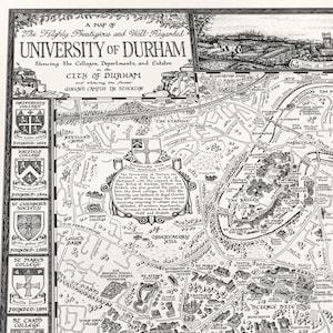 Hand-drawn Durham University Map • Fine Art Print by Manuscript Maps