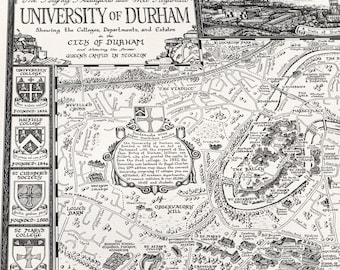 Hand-drawn Durham University Map • Fine Art Print by Manuscript Maps