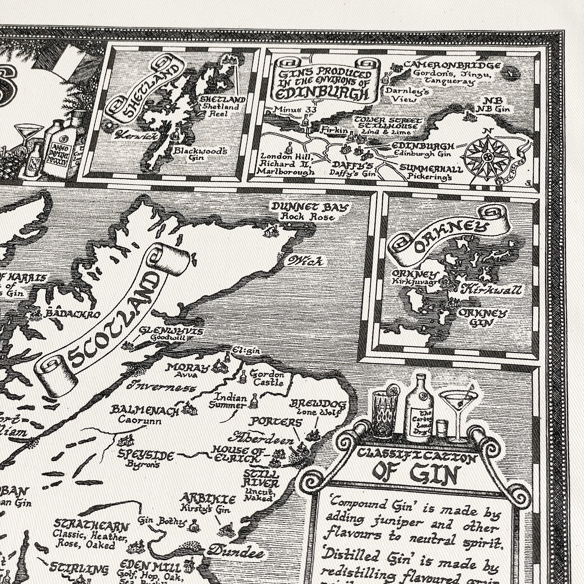 Gin Distilleries Map Tea Towel • 100% Cotton - Etsy