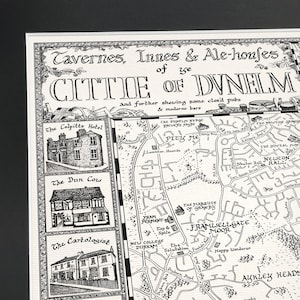 Hand-drawn Durham Pub Map • Fine Art Print by Manuscript Maps