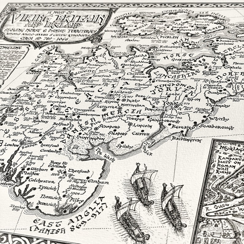 Hand-drawn Viking Britain Map • Fine Art Print by Manuscript Maps - Etsy