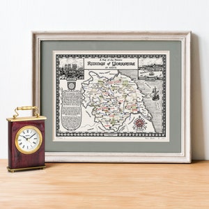 Carte du Yorkshire dessinée à la main • Impression artistique par Manuscript Maps