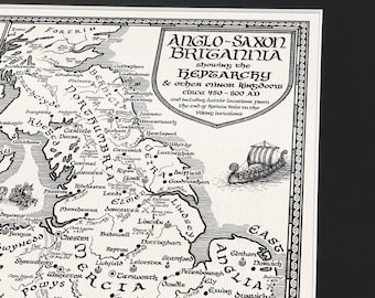 Hand-drawn Anglo-Saxon Britannia Map • Fine Art Print by Manuscript Maps