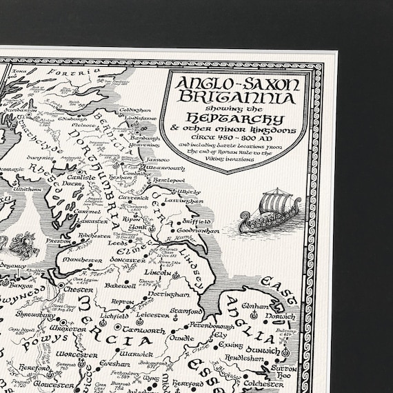 Hand-drawn Anglo-saxon Britannia Map • Fine Art Print by