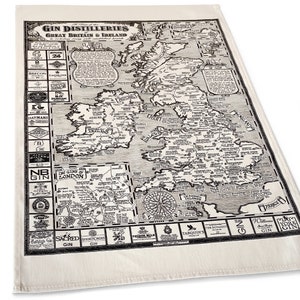 Gin Distilleries Map Tea Towel 100% Cotton image 3