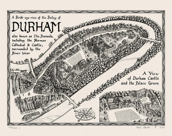 Hand-drawn Map of Durham Bailey • Fine Art Print by Manuscript Maps