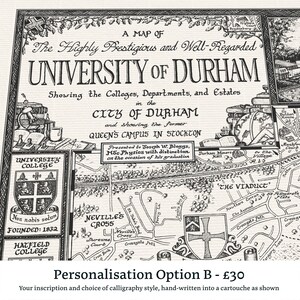 Hand-drawn Durham University Map Fine Art Print by Manuscript Maps image 10