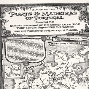 Carte des vins de Porto et de Madère dessinée à la main • Impression d'art par Manuscript Maps