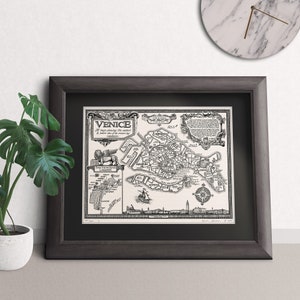Carte de Venise dessinée à la main • Impression d'art manuscrite Maps