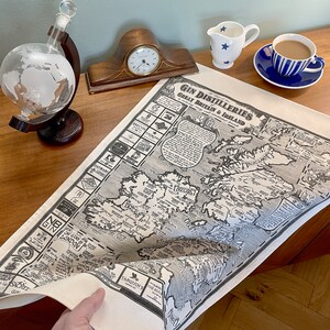 Gin Distilleries Map Tea Towel 100% Cotton image 2