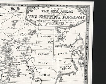 Hand-drawn Shipping Forecast Map • Fine Art Print by Manuscript Maps