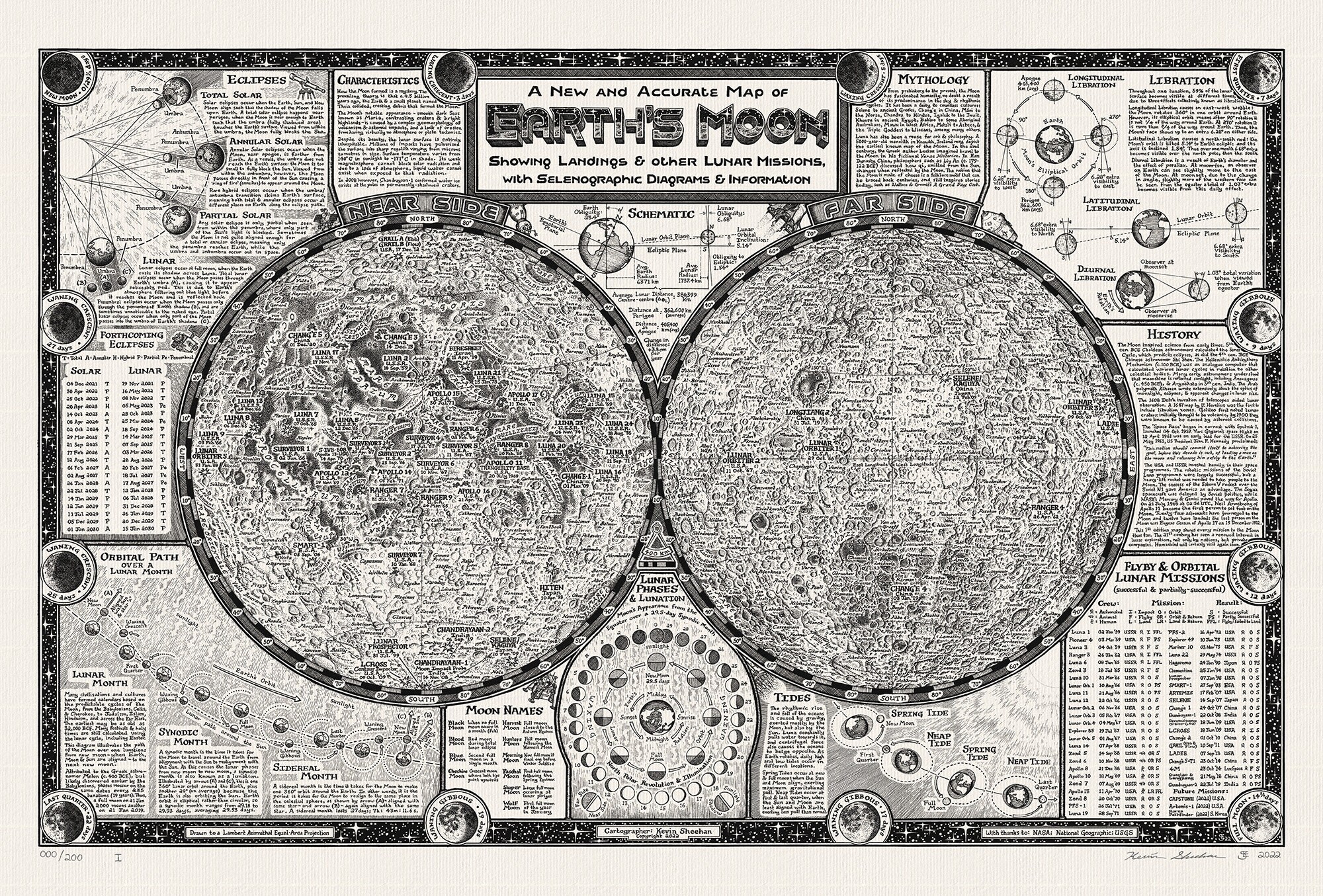 Moon Map Deviantart Hand-drawn Moon Map • Fine Art Print by Manuscript Maps - Etsy UK
