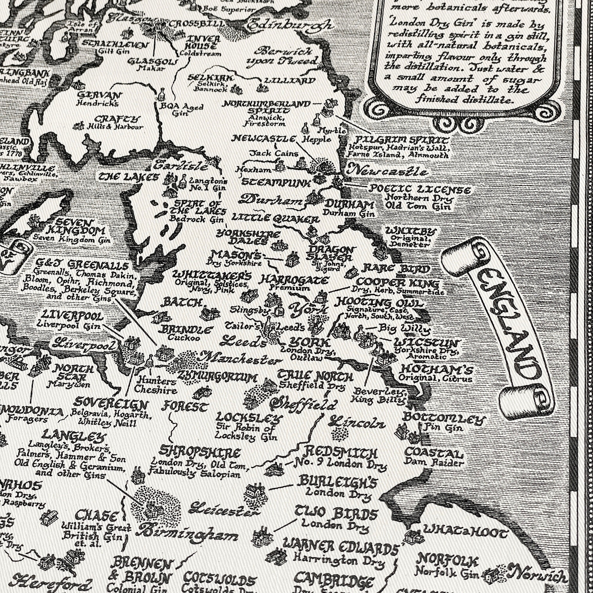 Gin Distilleries Map Tea Towel • 100% Cotton - Etsy