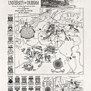 Hand-drawn Durham University Map Fine Art Print by Manuscript Maps image 7