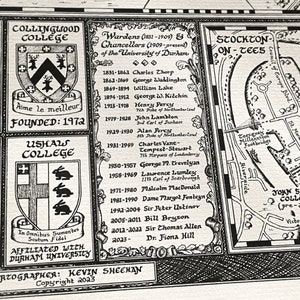 Hand-drawn Durham University Map Fine Art Print by Manuscript Maps image 4