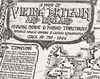 Hand-drawn Viking Britain Map • Fine Art Print by Manuscript Maps