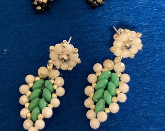 Crystal Leaf Earrings: Swarovski Ceramic Beaded Earrings