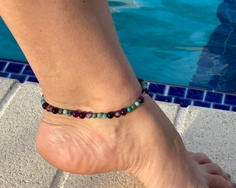 Ankle bracelet, tobillera en piedras,
