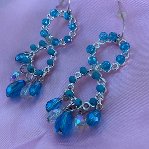 Aquamarine Dangle earrings/Handmade Earrings with Beads,Pendientes con cristales,pPendientes para fiesta.