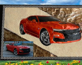 Embossed Aluminum Car Art: Custom Vitral Paint, Handmade,Wall decor