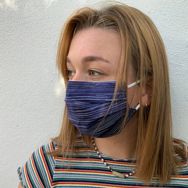 Pleated Face Mask with Adjustable Elastic and Nose Wire adult Etsy
