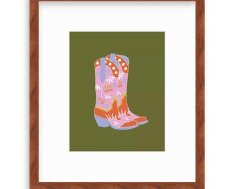 YEE HAW Cowgirl Boots Print