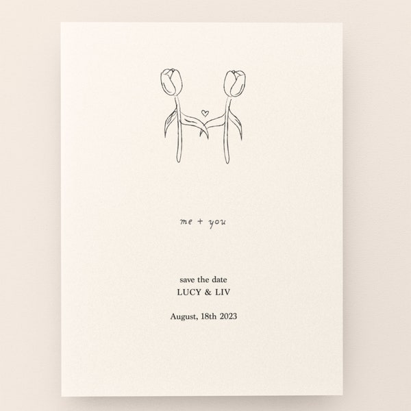 Minimal, Hand Drawn Save the date Template