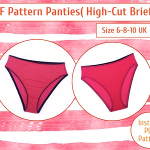 PDF Pattern Panties (High-Cut Briefs) Size 6-8-10 UK