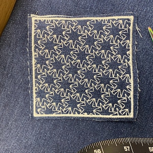 Sashiko Boro quilting square Machine Embroidery File design 4x4 inch hoop. Sashiko jeans patch embroidery file. Digital file. Sahiko motifs.