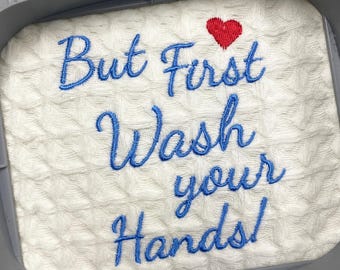 Wash Your Hands Embroidery Design: 4x4 Hoop (Digital File)