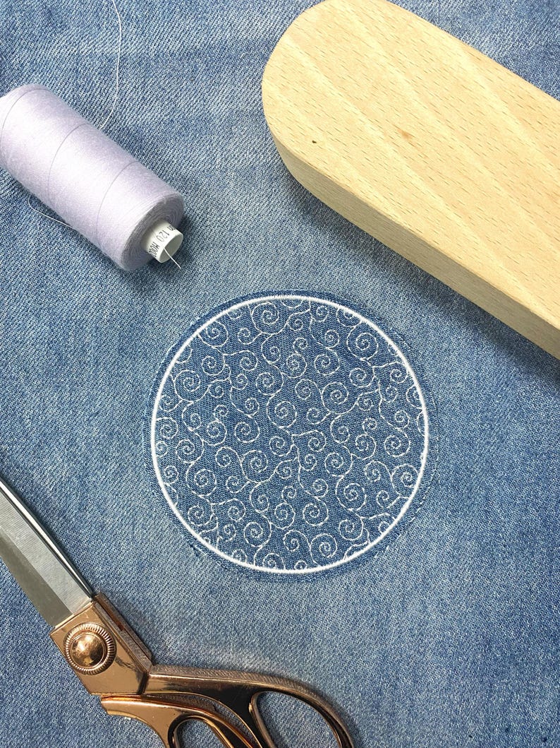 Swirling Threads Sashiko Boro Patch Circle Machine Embroidery File Design 4x4 Inch Hoop ...